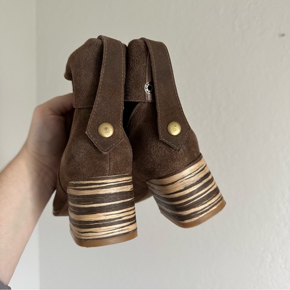 Anthropologie X ANTELOPE Brown Suede Leather Almond Toe Block Heel Slouc… - Picture 5 of 8